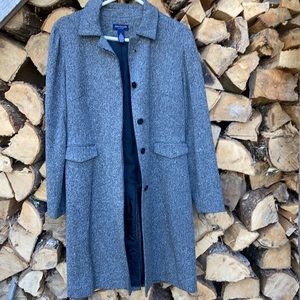 Long gray silk and wool coat
